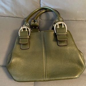 Tignanello dark green satchel style purse